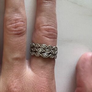 Stella & Dot Silver Wave Ring Set